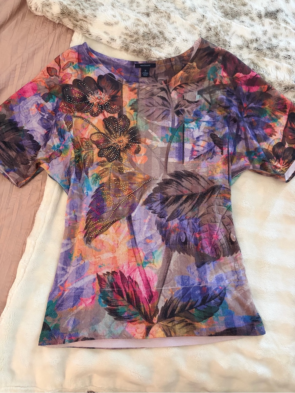 Westbound Sheer Floral Rhinestone Mesh Top ✨ - Picture 9 of 10